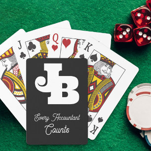 Grappige Grappen Tellen Modern Monogram Zwarte Wit Pokerkaarten