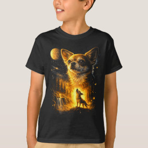Grappige Grappige Chihuahua Huilende Maan Mystiek T-shirt
