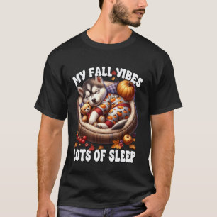 Grappige Grappige Herfst Uitdrukking voor Husky Va T-shirt