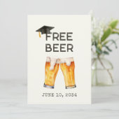 Grappige Gratis Bier Graduation Party Uitnodiging (Staand voorkant)