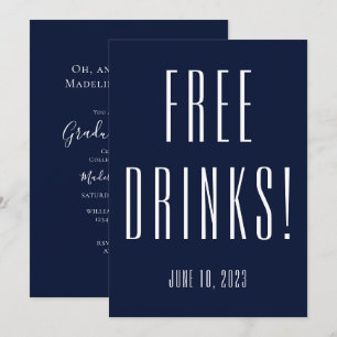 Grappige gratis drankjes afstudeerfeest uitnodigin kaart