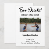 Grappige Gratis Drankjes Save the Date Kaart (Voorkant / Achterkant)