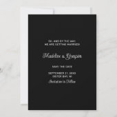 Grappige gratis drankjesScript zwart bruiloft Save The Date (Achterkant)
