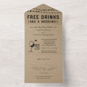 Grappige gratis Drink bruiloft met RSVP & Registry All In One Uitnodiging (Binnen)