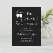 Grappige Gratis Drinken en een bruiloft Save The D Date (Staand voorkant)