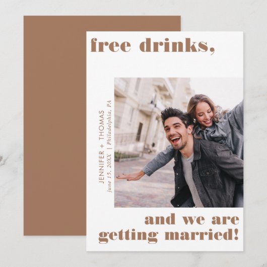 Grappige gratis Drinken Terra Cotta Save the Date Kaart (Voorkant / Achterkant)