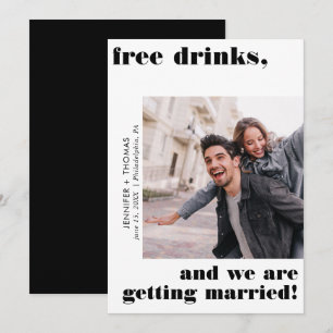 Grappige Gratis Drinken Typografie Save the Date Z Kaart
