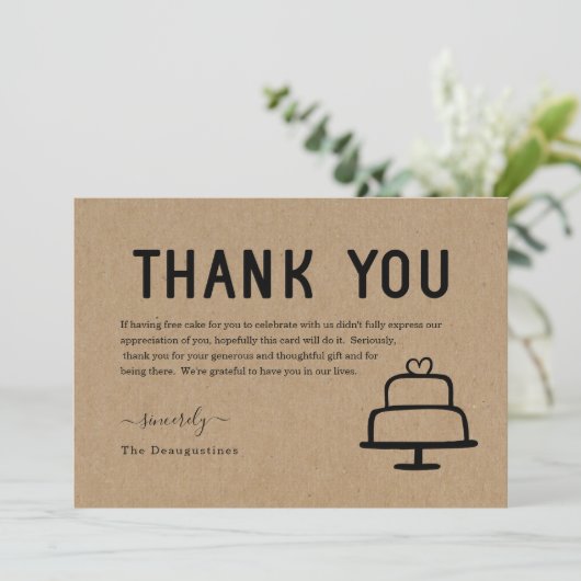 Grappige Gratis Taart Bedankkaart (Staand voorkant)