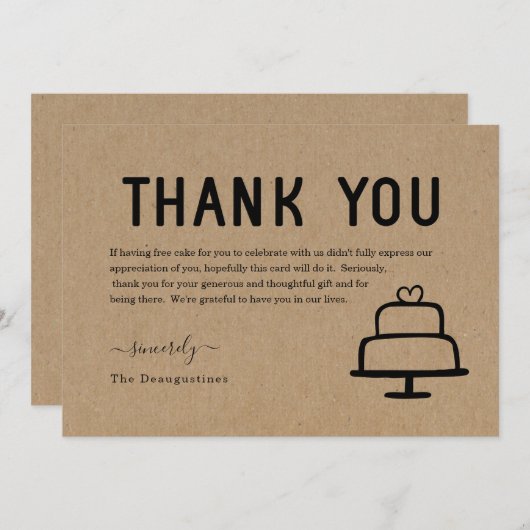 Grappige Gratis Taart Bedankkaart (Voorkant / Achterkant)