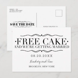 Grappige Gratis Taart Trouw Save the Dates Aankondigingskaart
