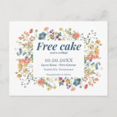 Grappige Gratis Taart Wildbloemen Bruiloft Save th Aankondigingskaart (Voorkant)