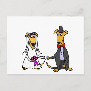 Grappige Greyhound honden bruid en bruidegom Briefkaart