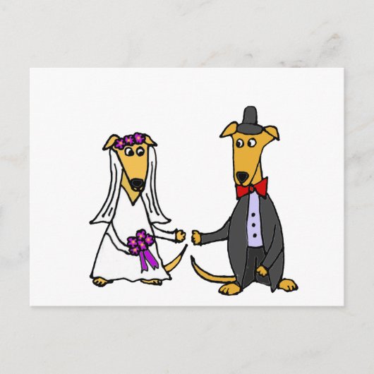 Grappige Greyhound honden bruid en bruidegom Briefkaart (Voorkant)