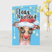 Grappige Greyhound Kersthond Kerstvlooien Navidog Kaart (Gele Bloem)