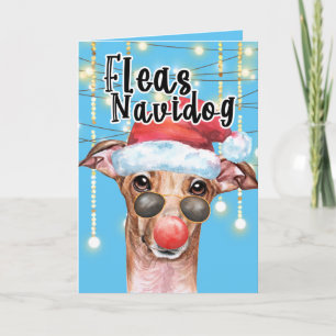 Grappige Greyhound Kersthond Kerstvlooien Navidog Kaart