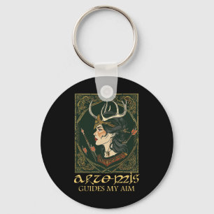 Grappige Griekse godin Artemis Deer Hunting Mythol Sleutelhanger