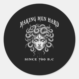 Grappige Griekse mythologie Medusa maakt mannen ha Ronde Sticker