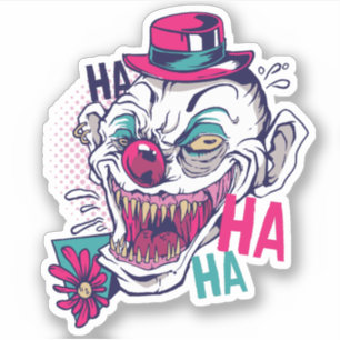 Grappige griezelige clown lachen horror tiener gra sticker