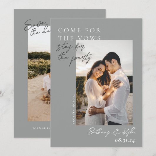 Grappige grijze foto Save The Date uitnodiging (Voorkant / Achterkant)