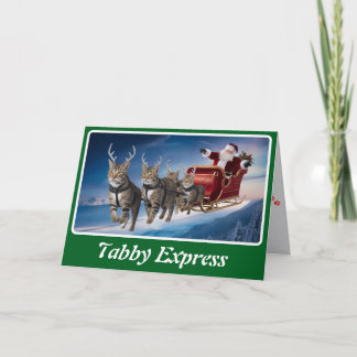 Grappige grijze tabby kerst kaart