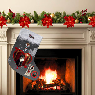 Grappige Grijze Zwarte Kat Kerstwensen Huisdier Fo Kleine Kerstsok