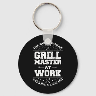 Grappige Grill Master BBQ Chef Gerookt Vlees Liefh Sleutelhanger