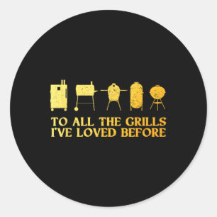 Grappige grillen kunst voor mannen papa barbecue v ronde sticker