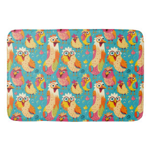 Grappige grillige Cartoon Abstracte kippen Badmat