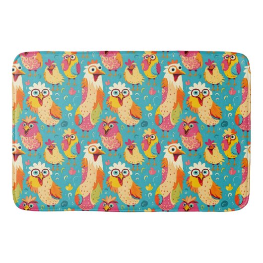 Grappige grillige Cartoon Abstracte kippen Badmat (Voorkant)
