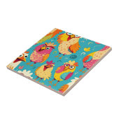 Grappige grillige Cartoon Abstracte kippen Tegeltje (Zijkant)