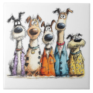 Grappige grillige honden tegeltje