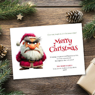 Grappige, grillige kerstkaart van Kerstman in digi