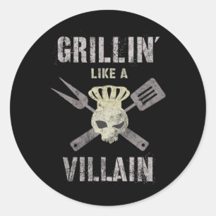 Grappige Grillin' Like Villain Gangster Chef Summe Ronde Sticker