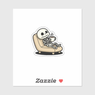 Grappige Grim Reaper die Koffie Drinkt "Dood van Sticker