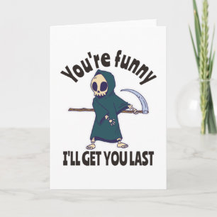 Grappige Grim Reaper Skelet Halloween Kostuum Kaart