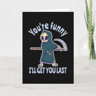 Grappige Grim Reaper Skelet Halloween Kostuum Kaart