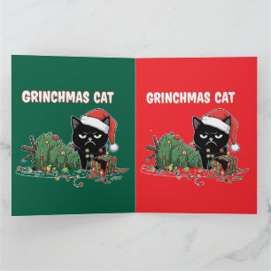 Grappige Grinchmas Kat Chagrijnige Zwarte Kerstk Kaart