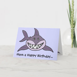 Grappige Grinning Grey Shark Cartoon Kaart