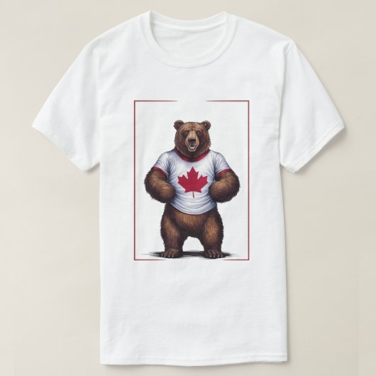 Grappige Grizzlybeer Esblad Canada Dag T-shirt (Design voorkant)