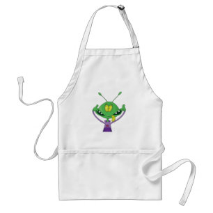 Grappige Groene Alien met een Domme Gezicht Standaard Schort