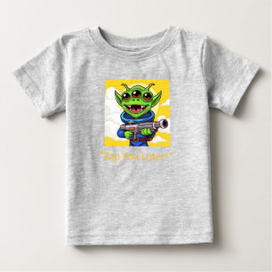 Grappige groene alien met Ray Pistool Cartoon Sp