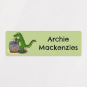 Grappige groene alligator koken cartoon gepersonal labels (Design 1)