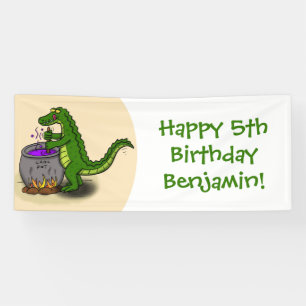 Grappige groene alligator tekenfilm koken spandoek
