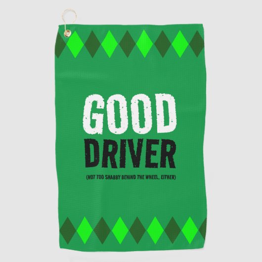 Grappige groene Argyle goede chauffeur ... Golfhanddoek (Voorkant)