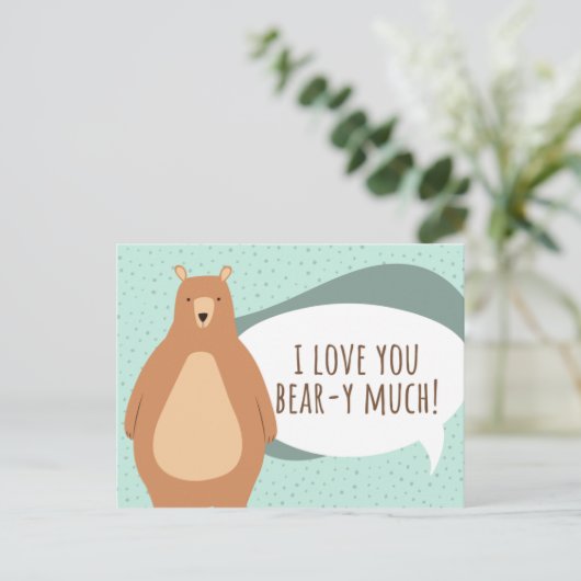 Grappige Groene Beer Ik Hou Van Jou Briefkaart (Staand voorkant)