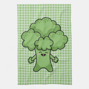 Grappige groene broccoli keukenhanddoek