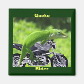 Grappige groene Hawaiian Gecko Rider Magnet Magneet (Voorkant)