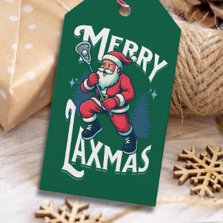 Grappige Groene Kerst Laxmas Lacrosse Cadeaulabel