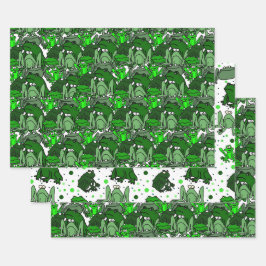 Grappige groene kikker cartoon cadeauverpakkingsse inpakpapier vel