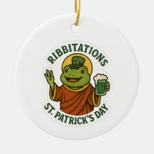 Grappige Groene Kikker St. Patrick's Dag  Keramisch Ornament